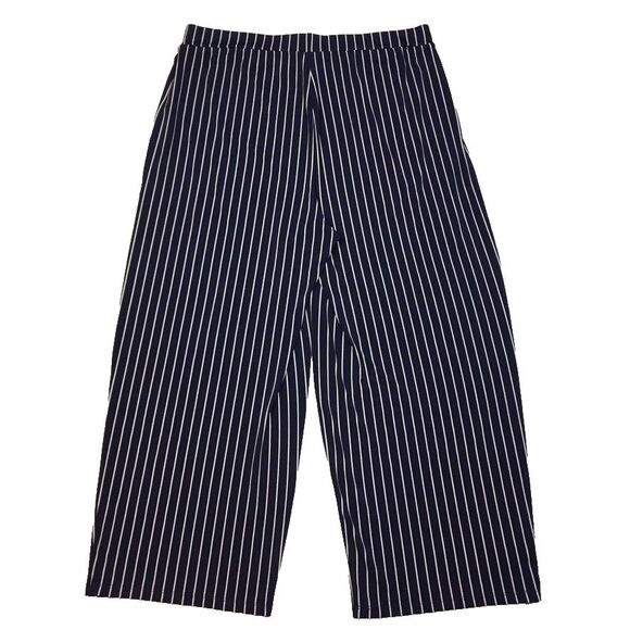 Chaus New York Womens L Wide Leg Pinstripe Dress Pants Navy Blue White Flowy - Picture 7 of 8